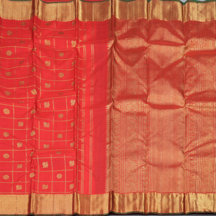 Hayagrivas Red Handloom Kanjivaram Silk Saree with KBD1705A2-1