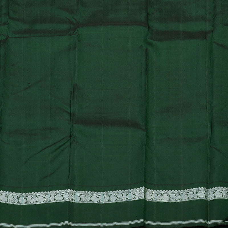 Hayagrivas Handloom Half White Kanjivaram Silk Saree with Bottle Green Border KBD1707A3-2