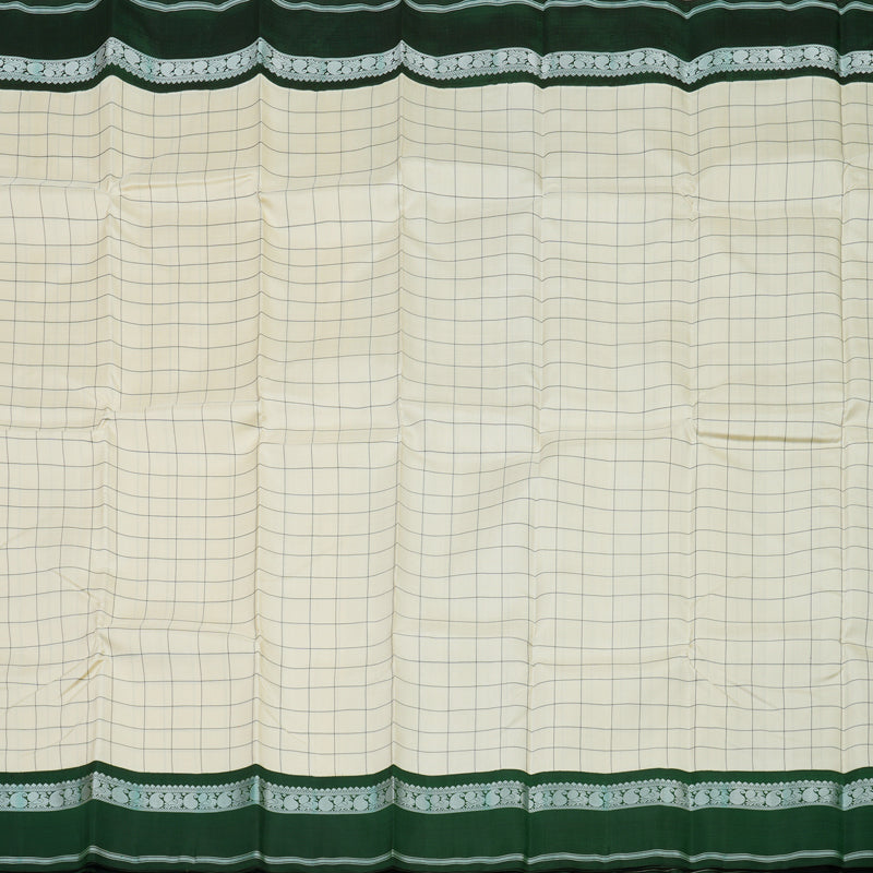 Hayagrivas Handloom Half White Kanjivaram Silk Saree with Bottle Green Border KBD1707A3-2