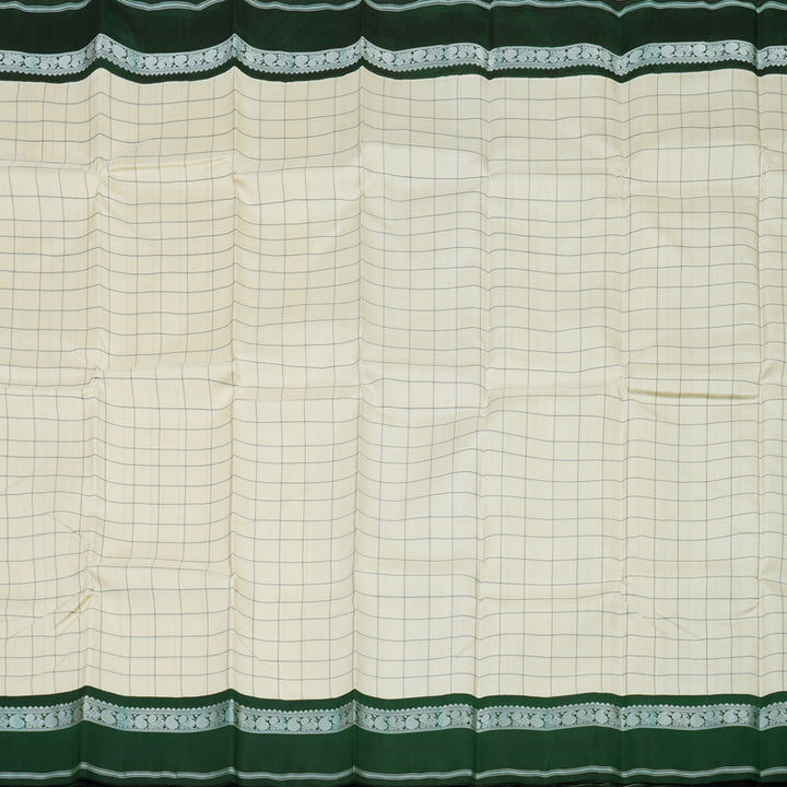 Hayagrivas Handloom Half White Kanjivaram Silk Saree with Bottle Green Border KBD1707A3-2