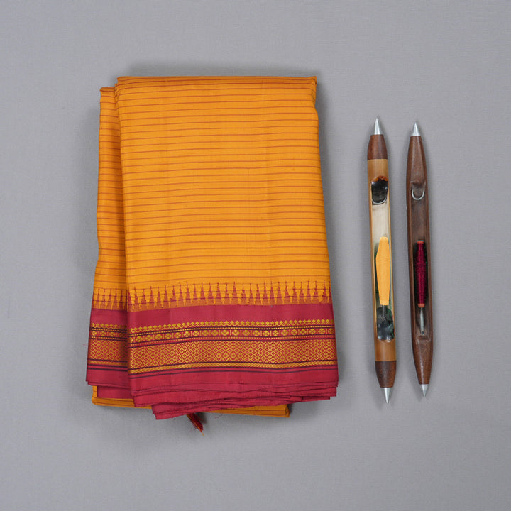 Hayagrivas Handloom Kanjivaram Silk Saree in Enchanting Mustard Yellow KBD1707A3-4
