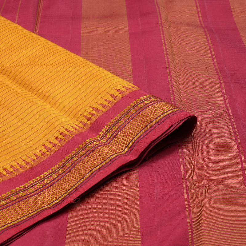 Hayagrivas Handloom Kanjivaram Silk Saree in Enchanting Mustard Yellow KBD1707A3-4