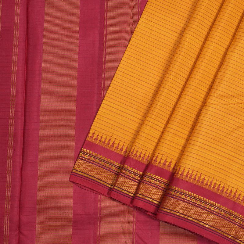 Hayagrivas Handloom Kanjivaram Silk Saree in Enchanting Mustard Yellow KBD1707A3-4