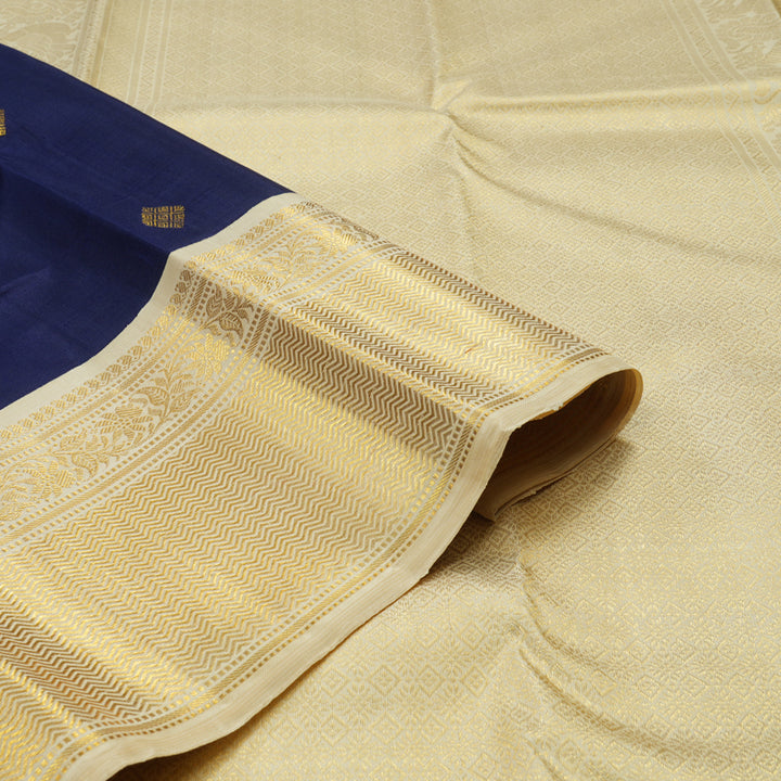 Hayagrivas Handloom Pure Kanjivaram Silk Saree in Regal Dark Blue KBD1709A1-1