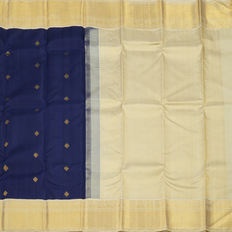 Hayagrivas Handloom Pure Kanjivaram Silk Saree in Regal Dark Blue KBD1709A1-1