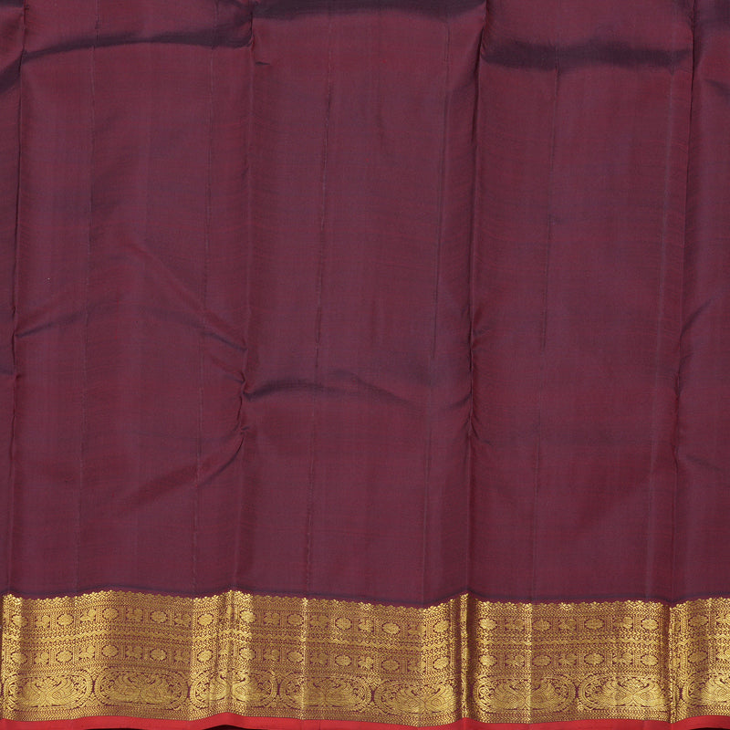 Hayagrivas Fluorescent Green Handloom Kanjivaram Silk Saree with Wine Maroon Border KBD1710A1-3
