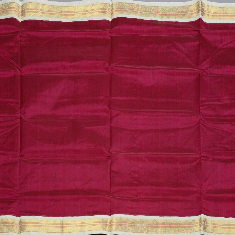 Hayagrivas Handloom Berry With Off White Silk Cotton Saree KBD1718A1-6