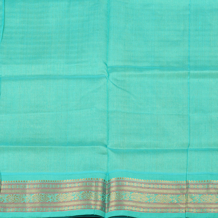 Hayagrivas Handloom Lemon Yellow With Teal Silk Cotton Saree KBD1718A9-6