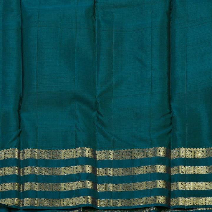 Hayagrivas Handloom Royal Grey Kanjivaram Silk Saree with Dark Teal Border KBD1725A10-3