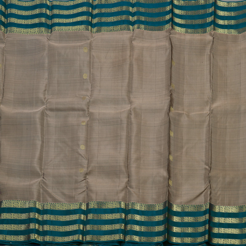Hayagrivas Handloom Royal Grey Kanjivaram Silk Saree with Dark Teal Border KBD1725A10-3