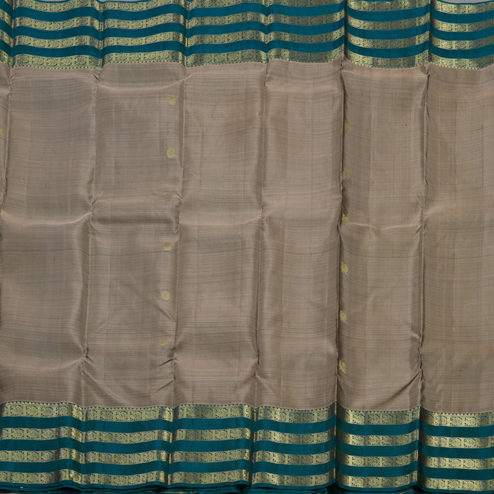 Hayagrivas Handloom Royal Grey Kanjivaram Silk Saree with Dark Teal Border KBD1725A10-3