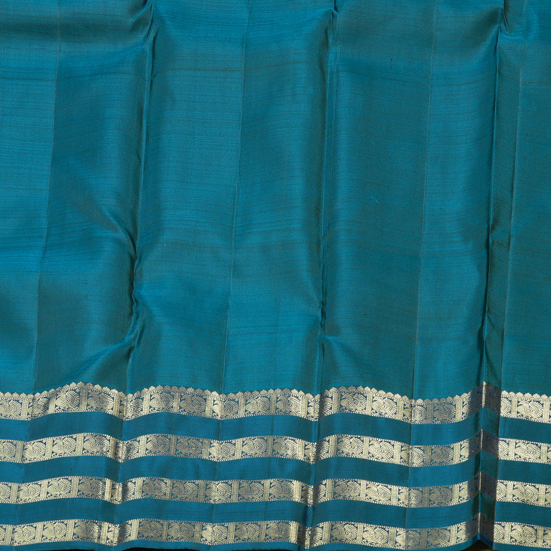Hayagrivas Burnt Orange Handloom Kanjivaram Silk Saree with Dark Sky Blue Border KBD1725A10-5