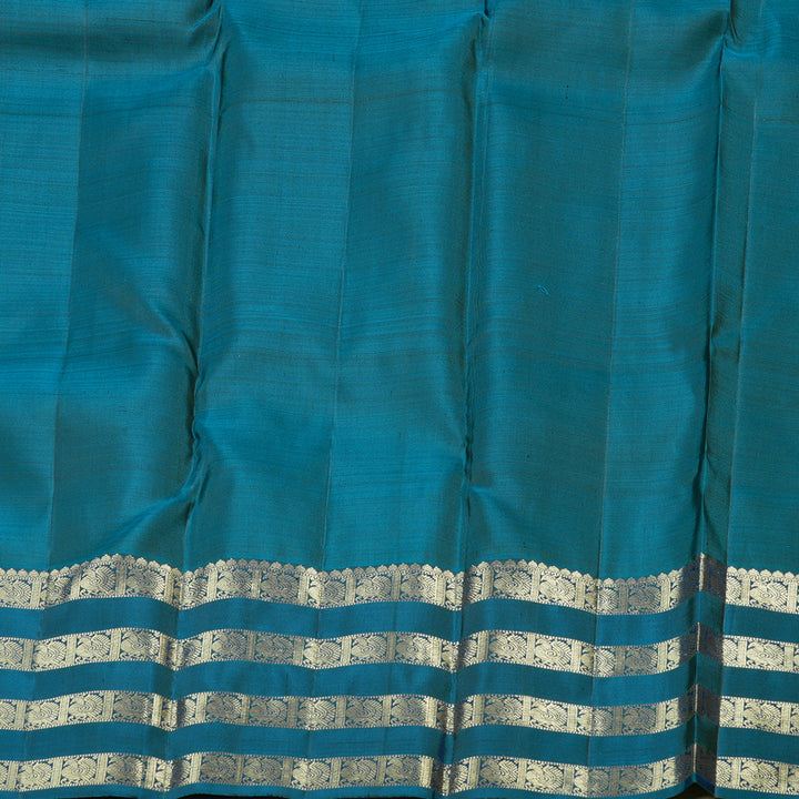 Hayagrivas Burnt Orange Handloom Kanjivaram Silk Saree with Dark Sky Blue Border KBD1725A10-5