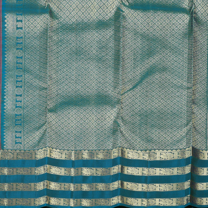 Hayagrivas Burnt Orange Handloom Kanjivaram Silk Saree with Dark Sky Blue Border KBD1725A10-5