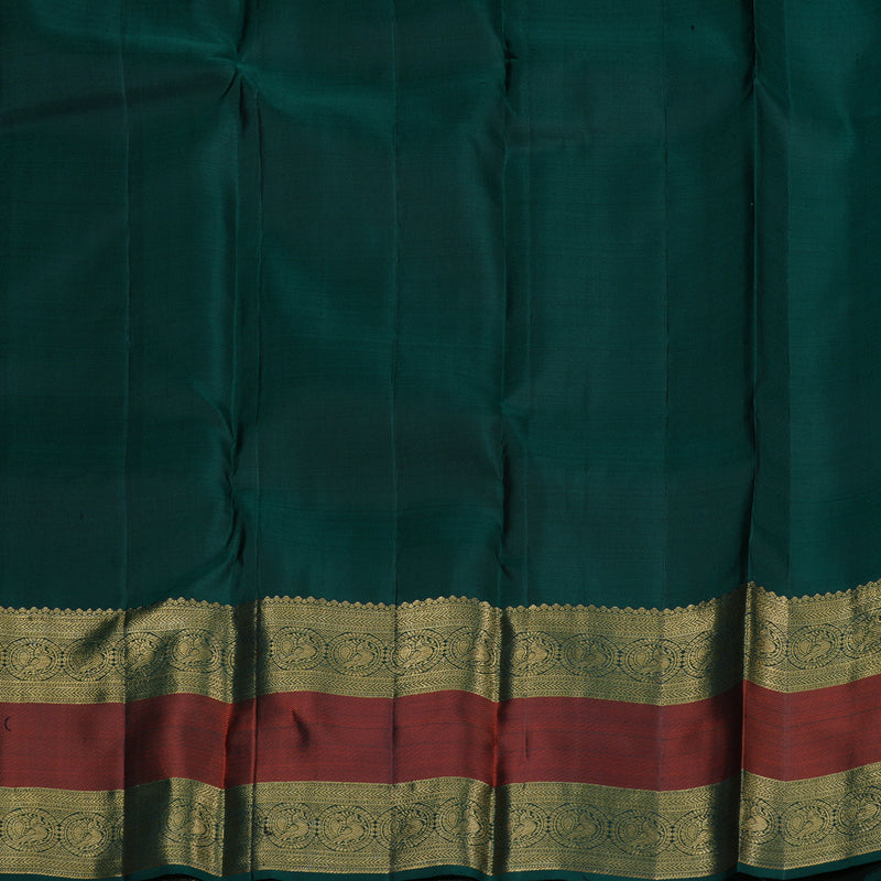 Hayagrivas Grey Handloom Kanjivaram Silk Saree with Teal Green Border KBD1725A12-1