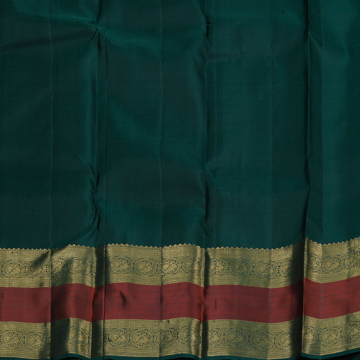 Hayagrivas Grey Handloom Kanjivaram Silk Saree with Teal Green Border KBD1725A12-1