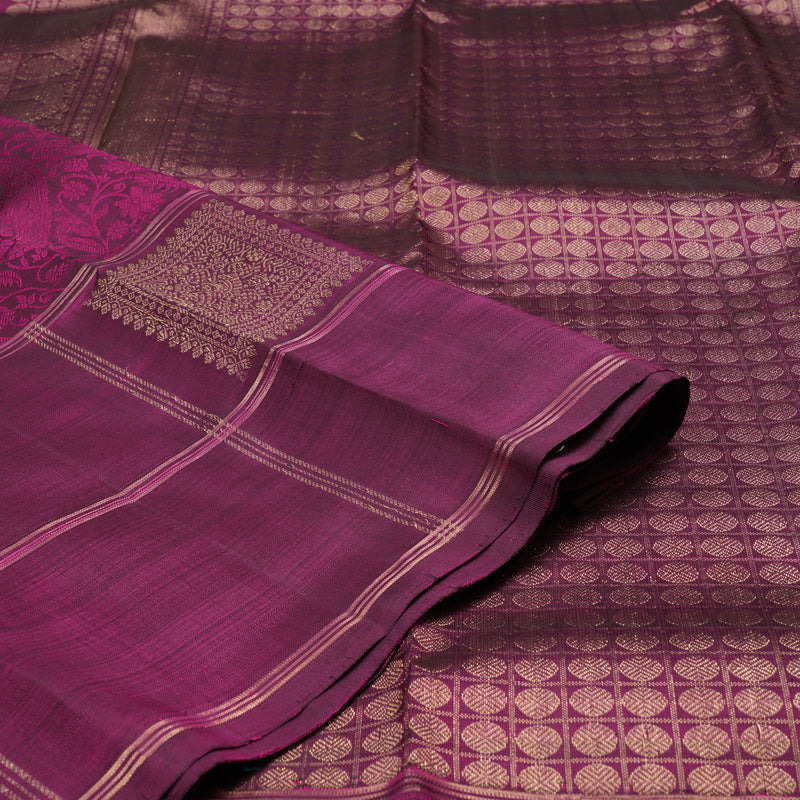 Hayagrivas Dark Purple Handloom Kanjivaram Silk Saree KBD1725A20-1