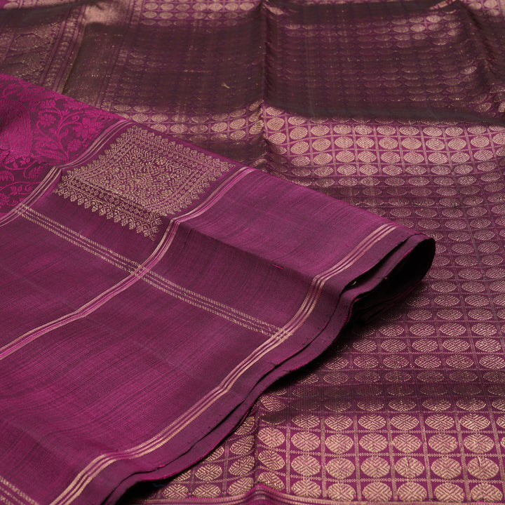 Hayagrivas Dark Purple Handloom Kanjivaram Silk Saree KBD1725A20-1