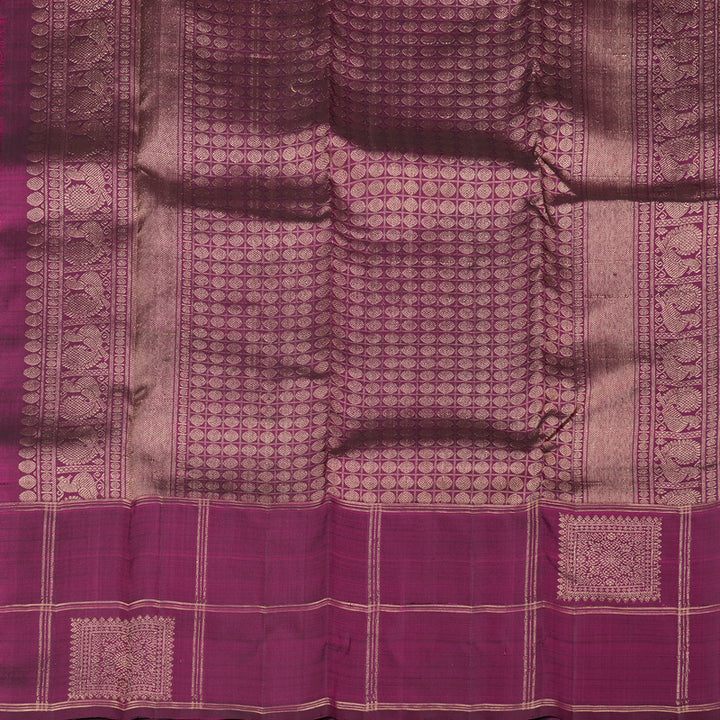 Hayagrivas Dark Purple Handloom Kanjivaram Silk Saree KBD1725A20-1