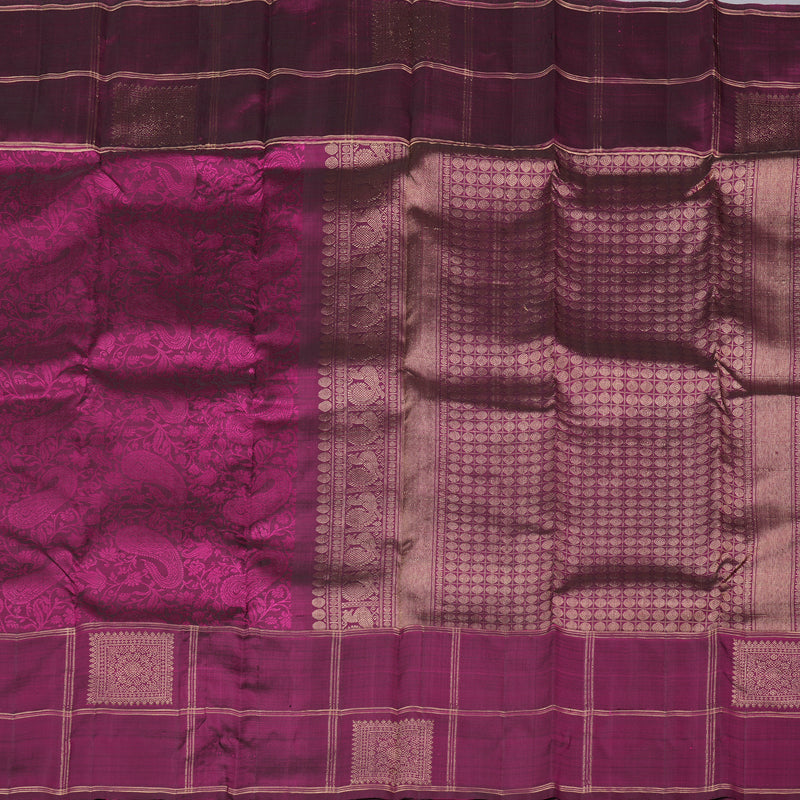 Hayagrivas Dark Purple Handloom Kanjivaram Silk Saree KBD1725A20-1