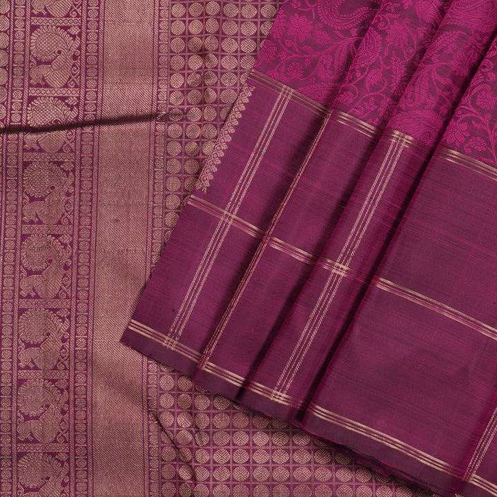 Hayagrivas Dark Purple Handloom Kanjivaram Silk Saree KBD1725A20-1
