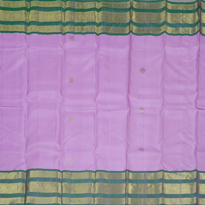 Hayagrivas Lavender Handloom Kanjivaram Silk Saree with Peacock Blue Border KBD1725A4-1