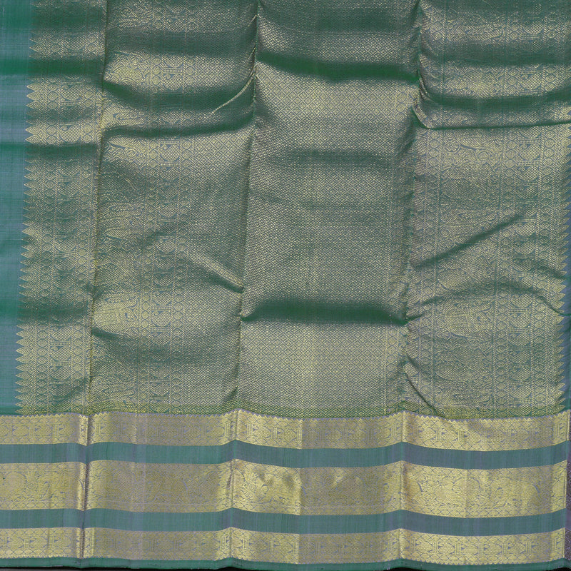 Hayagrivas Lavender Handloom Kanjivaram Silk Saree with Peacock Blue Border KBD1725A4-1