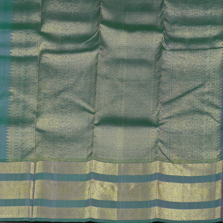 Hayagrivas Lavender Handloom Kanjivaram Silk Saree with Peacock Blue Border KBD1725A4-1
