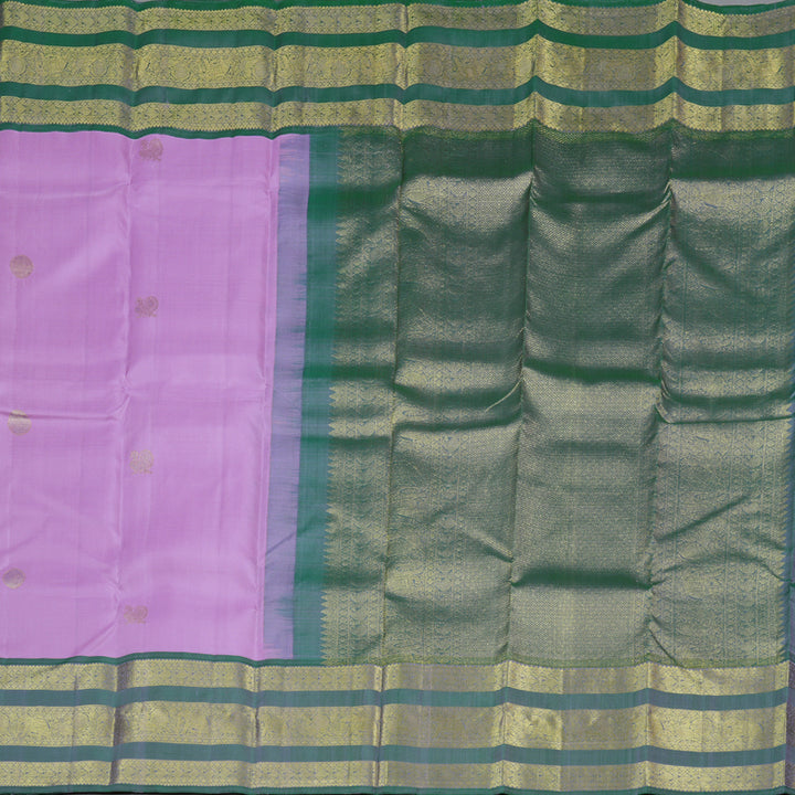 Hayagrivas Lavender Handloom Kanjivaram Silk Saree with Peacock Blue Border KBD1725A4-1