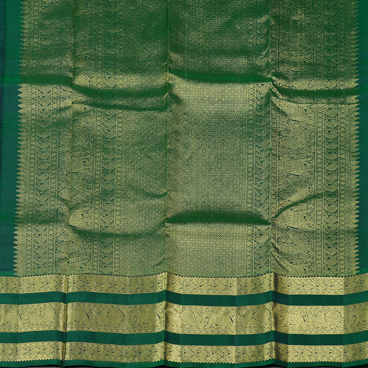 Hayagrivas Purple Handloom Kanjivaram Silk Saree with Peacock Green Border KBD1725A4-2