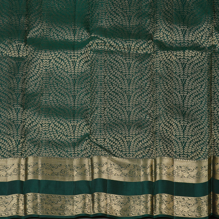 Hayagrivas Lilac Colour Handloom Kanjivaram Silk Saree with Bottle Green Border KBD1725A4-5