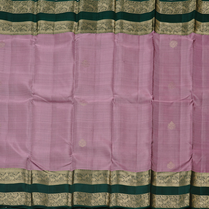 Hayagrivas Lilac Colour Handloom Kanjivaram Silk Saree with Bottle Green Border KBD1725A4-5