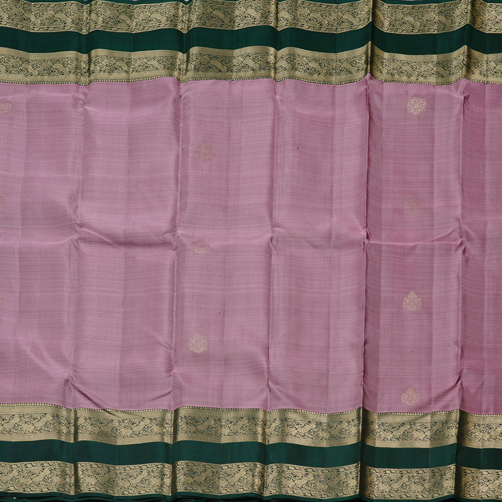 Hayagrivas Lilac Colour Handloom Kanjivaram Silk Saree with Bottle Green Border KBD1725A4-5