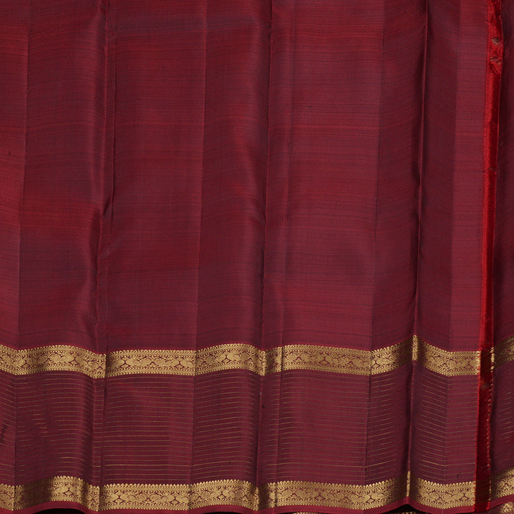 Hayagrivas Bottle Green Handloom Kanjivaram Silk Saree with Wine Maroon Border KBD1725A6-1