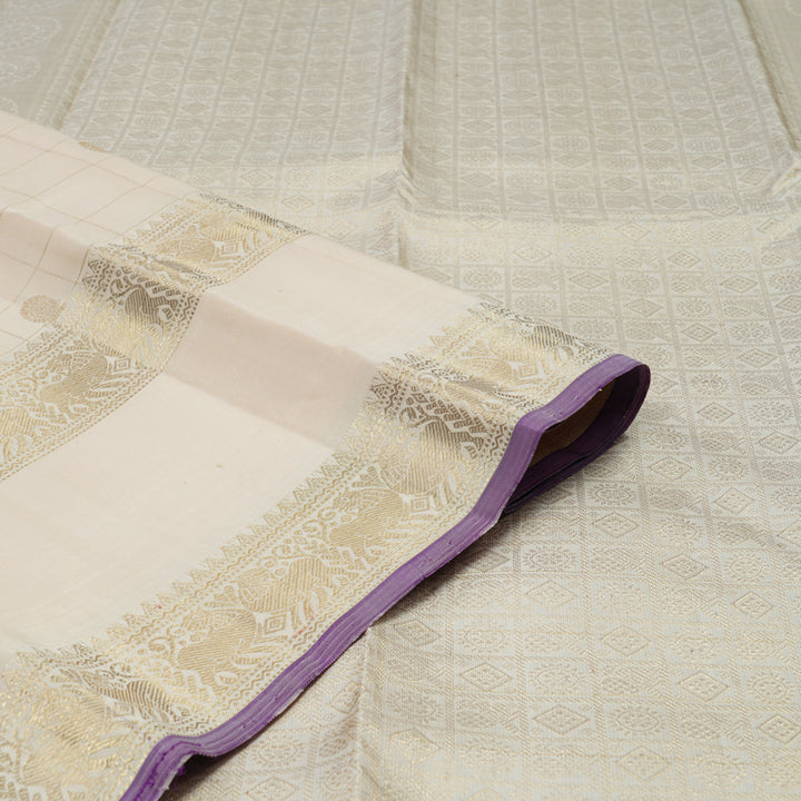 Hayagrivas Handloom Cream Kanjivaram Silk Saree KBD1725A9-1