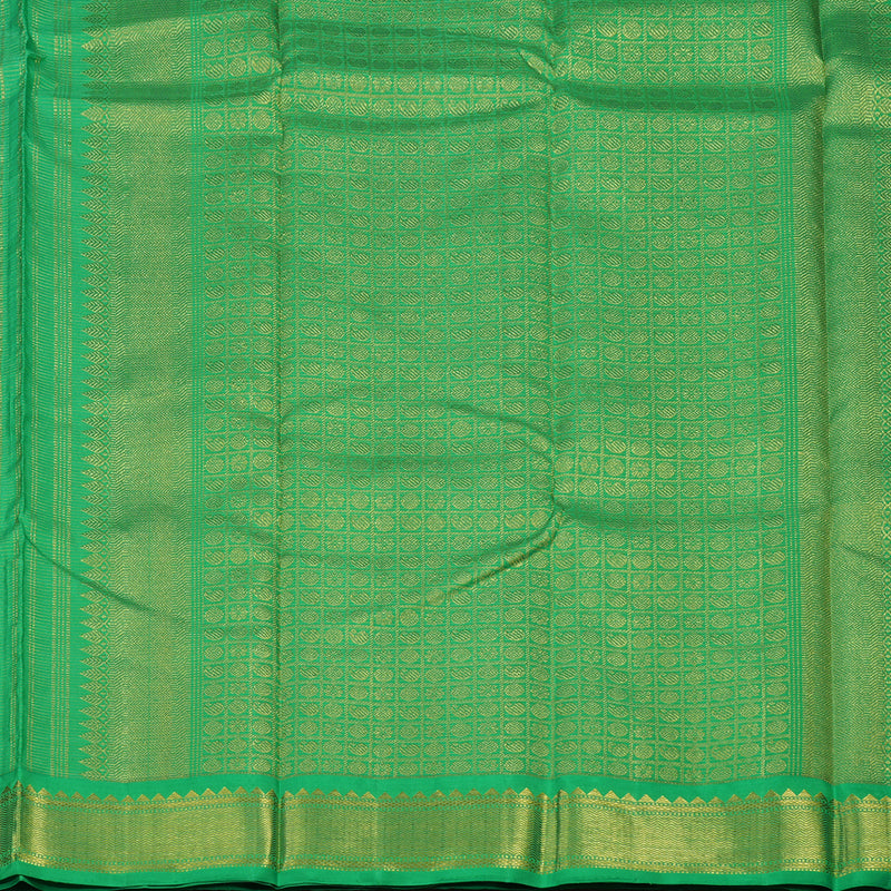 Hayagrivas Handloom Orangish Pink Kanjivaram Silk Saree with Green border KBD1729A3-1
