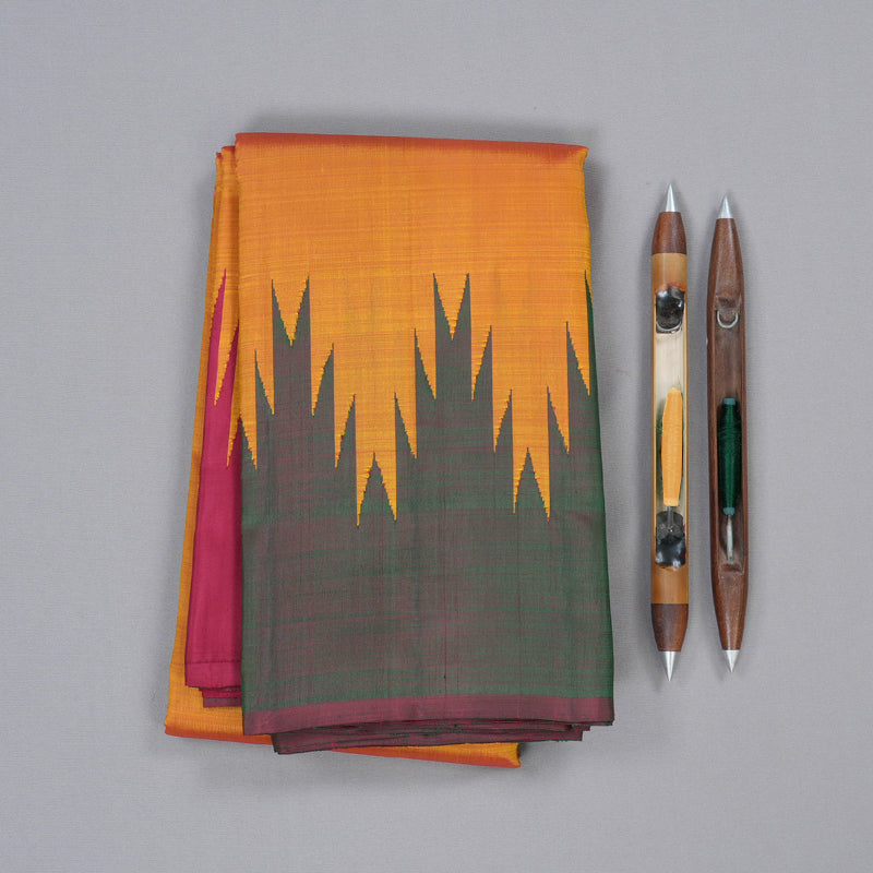 Hayagrivas Handloom Kanjivaram Silk Saree in Imperial Honey Mustard Color  KBD1730A1-2