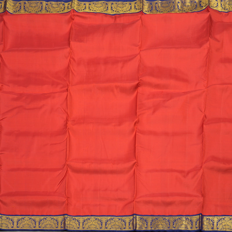 Hayagrivas Handloom Red Ten Yards Kanjivaram Silk Saree with Midnight Blue Border KBD1732A1-1