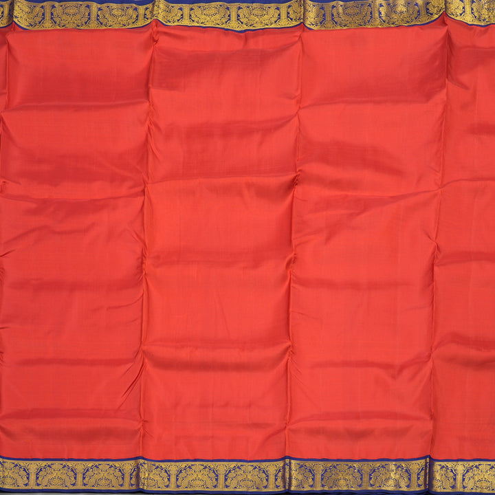 Hayagrivas Handloom Red Ten Yards Kanjivaram Silk Saree with Midnight Blue Border KBD1732A1-1