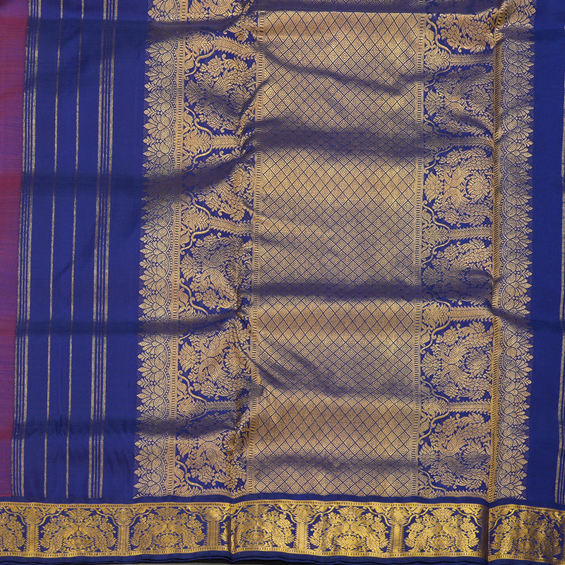 Hayagrivas Handloom Red Ten Yards Kanjivaram Silk Saree with Midnight Blue Border KBD1732A1-1