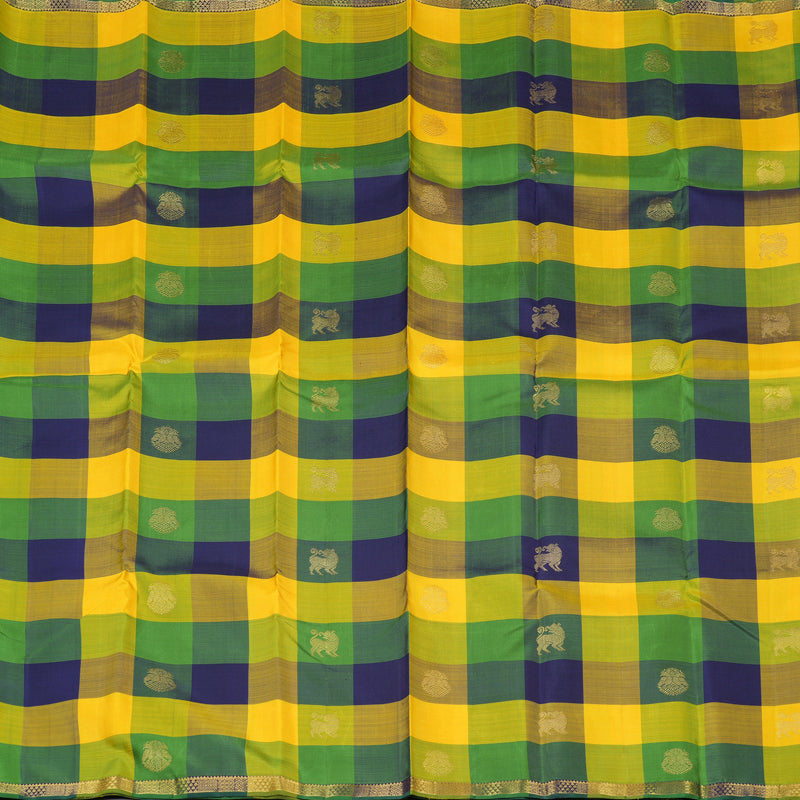 Hayagrivas Multi Colour Checks Handloom Kanjivaram Silk Saree KBD1735A12-1