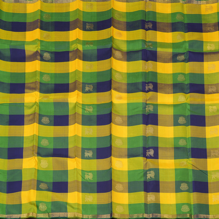 Hayagrivas Multi Colour Checks Handloom Kanjivaram Silk Saree KBD1735A12-1
