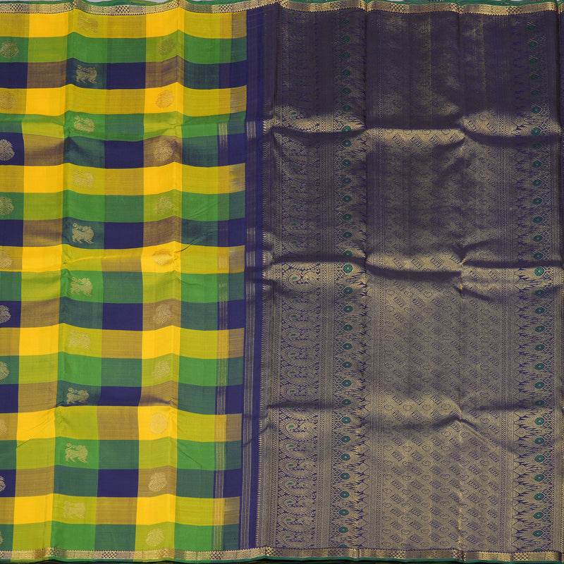 Hayagrivas Multi Colour Checks Handloom Kanjivaram Silk Saree KBD1735A12-1