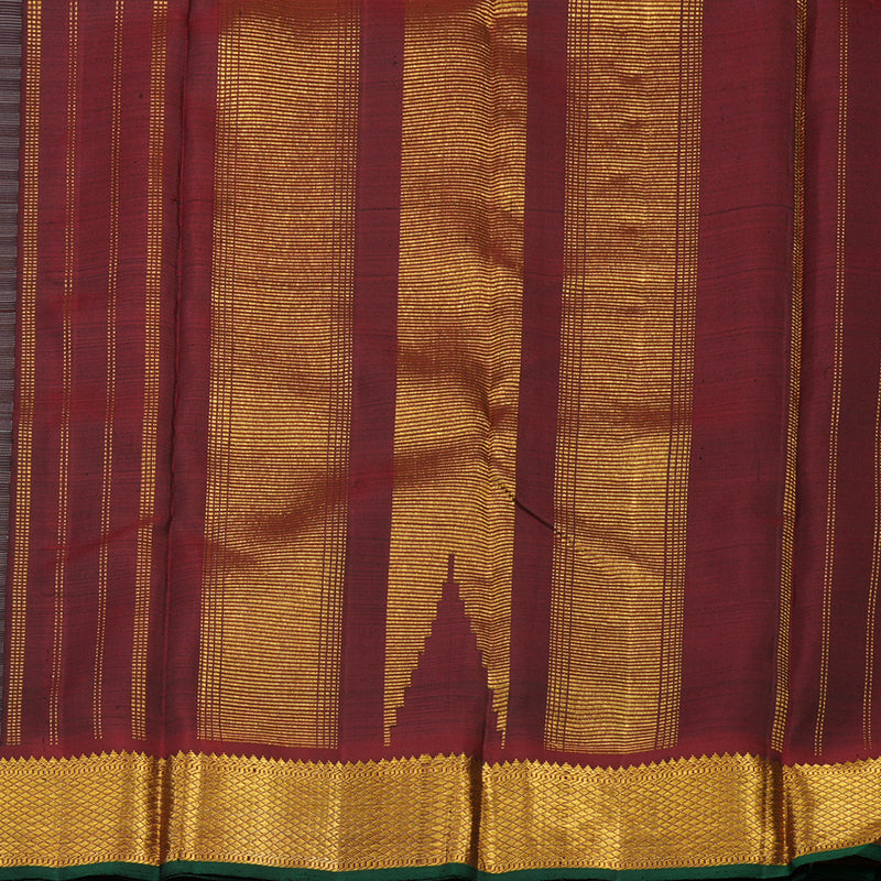 Hayagrivas Handloom Black & Grey (Carpet Checks) Kanjivaram Silk Saree with Wine Maroon Border KBD1735A2-1