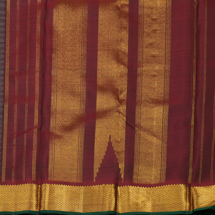 Hayagrivas Handloom Black & Grey (Carpet Checks) Kanjivaram Silk Saree with Wine Maroon Border KBD1735A2-1