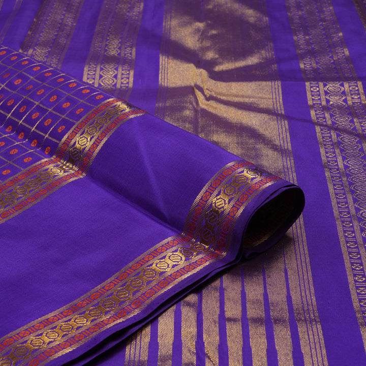 Hayagrivas Handloom Purplish-Blue Kanjivaram Silk Saree KBD1735A8-1