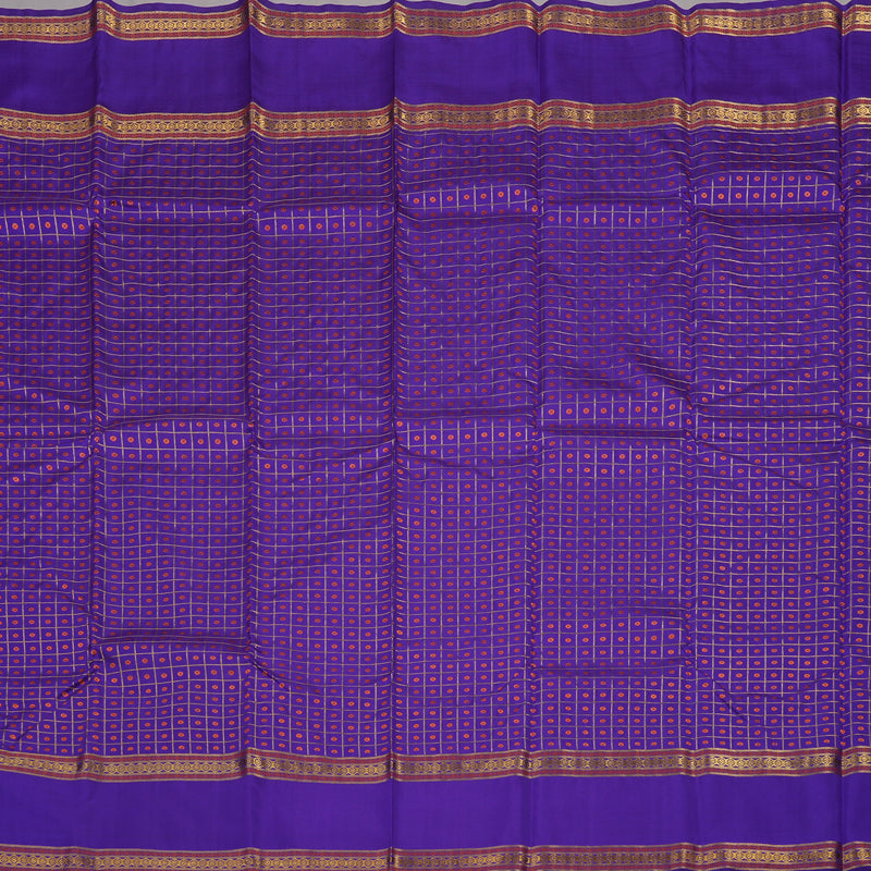 Hayagrivas Handloom Purplish-Blue Kanjivaram Silk Saree KBD1735A8-1