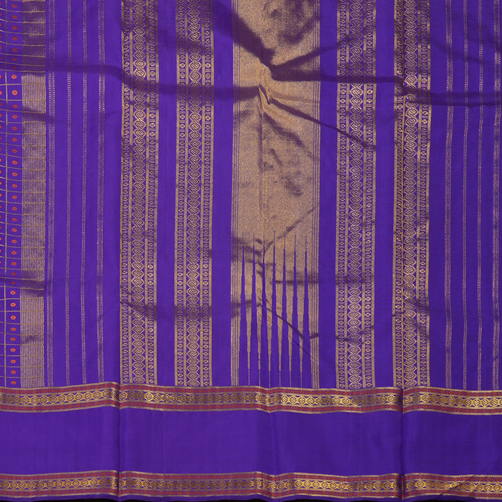 Hayagrivas Handloom Purplish-Blue Kanjivaram Silk Saree KBD1735A8-1