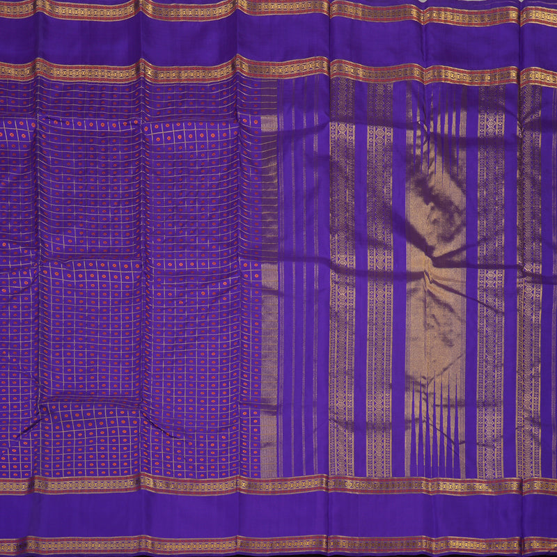 Hayagrivas Handloom Purplish-Blue Kanjivaram Silk Saree KBD1735A8-1