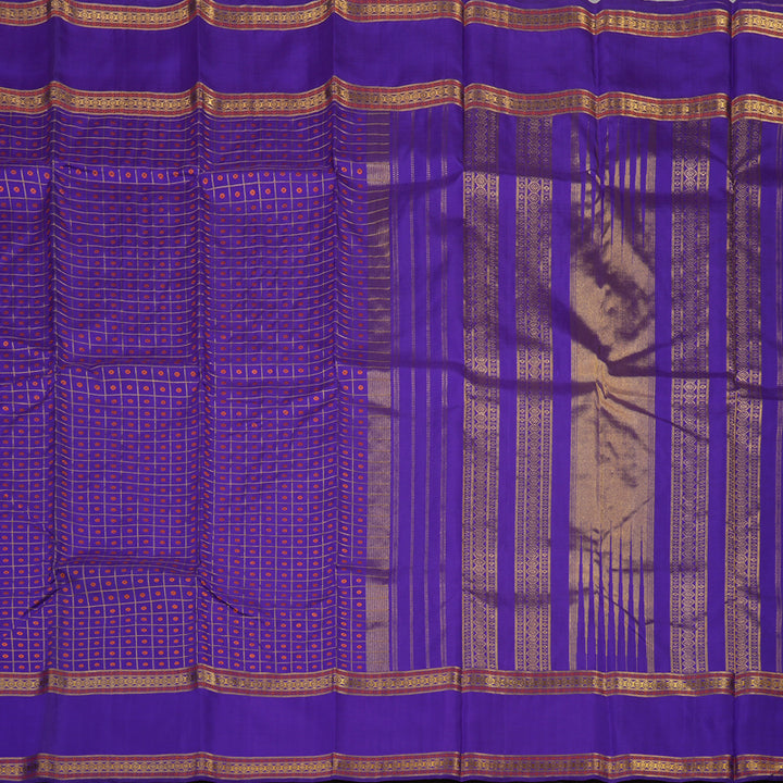 Hayagrivas Handloom Purplish-Blue Kanjivaram Silk Saree KBD1735A8-1